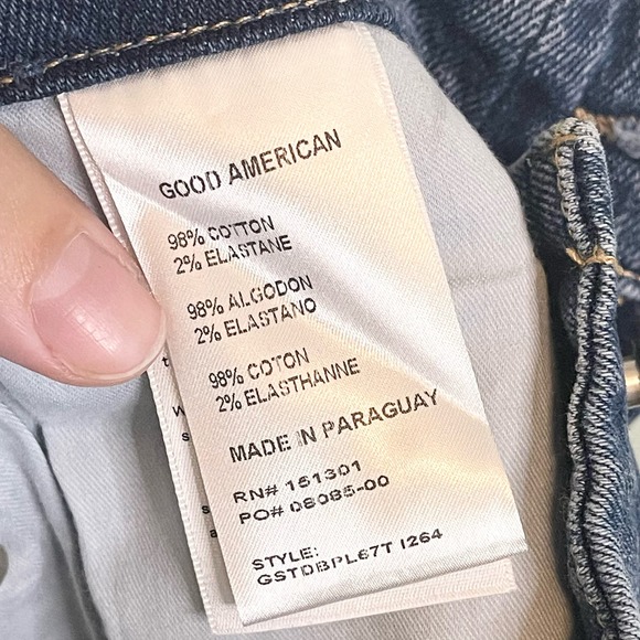 GOOD AMERICAN Blue Raw Distressed Good Curve Straight Leg Denim Jeans Size 6 NWT - Picture 15 of 16